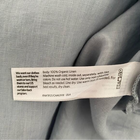 Eileen Fisher Organic Linen Scoop Neck Hanker chief Slip Dress Size large Blue - Picture 9 of 9